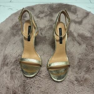 French Connection Tessa 3” Gold Heels